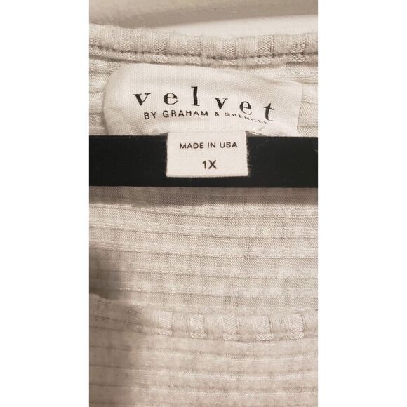 Velvet by Graham & Spencer Women's 1X Pepper Boatneck Lux Rib Sweater in Ash NWT - Picture 4 of 7
